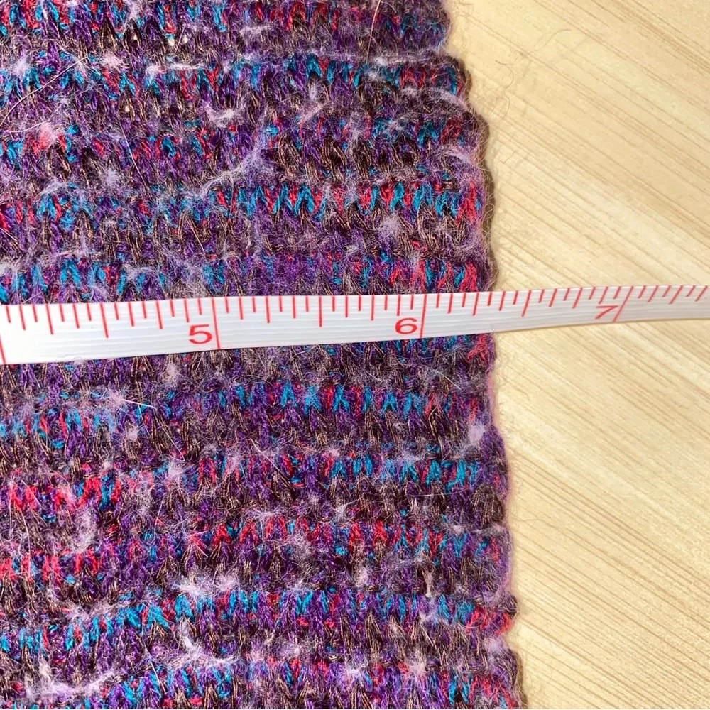 Echo Vintage Multicolor Scarf Wool Angora Blend Made in Japan Purple Blue Y2K